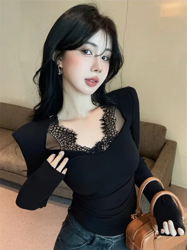 Pure Desire Lace Splice Long Sleeve T-Shirt Women's Small Top Autumn Winter Spicy Girl Knitted Base Shirt Can Be Worn outside
Pure Desire Lace Splice Long Sleeve T-Shirt Women's Small Top Autumn Winter Spicy Girl Knitted Base Shirt Can Be Worn outside