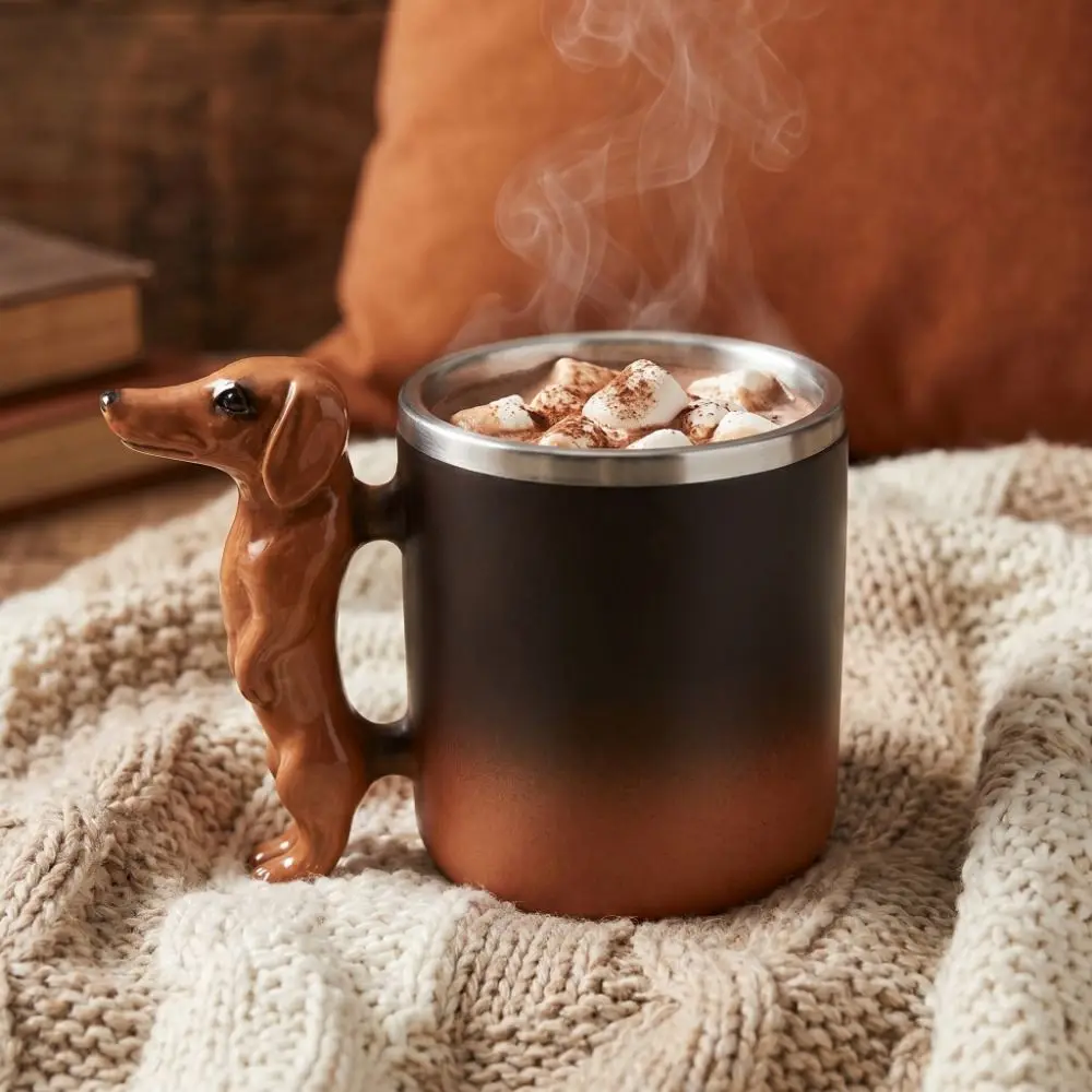 Unique Resin Dachshund Coffee Mug Handmade Stainless Steel Inner Sausage Dog Mug Adorable with Handle Water Cup Dogs Owner
Unique Resin Dachshund Coffee Mug Handmade Stainless Steel Inner Sausage Dog Mug Adorable with Handle Water Cup Dogs Owner