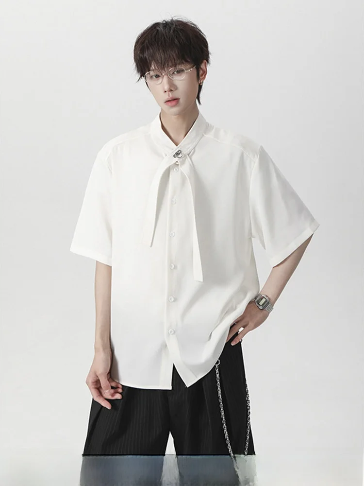 American High Street Tie Design Short Sleeve Men's Shirt Summer Trendy Brand Simple High-End Loose Half Sleeve Shirt
American High Street Tie Design Short Sleeve Men's Shirt Summer Trendy Brand Simple High-End Loose Half Sleeve Shirt