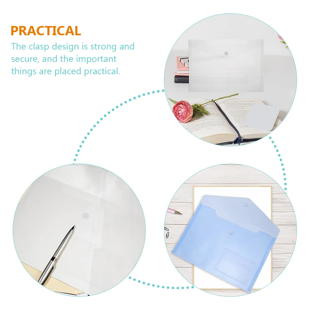6pcs A5 File Folder Plastic Document Bag Firm Clasp Moisture Resistant Storage Organizer For Cards
6pcs A5 File Folder Plastic Document Bag Firm Clasp Moisture Resistant Storage Organizer For Cards