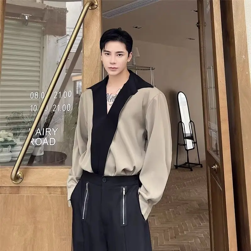 Korean style handsome personality versatile shirt men's long-sleeved high-end design lapel color-blocking shirt jacket
Korean style handsome personality versatile shirt men's long-sleeved high-end design lapel color-blocking shirt jacket