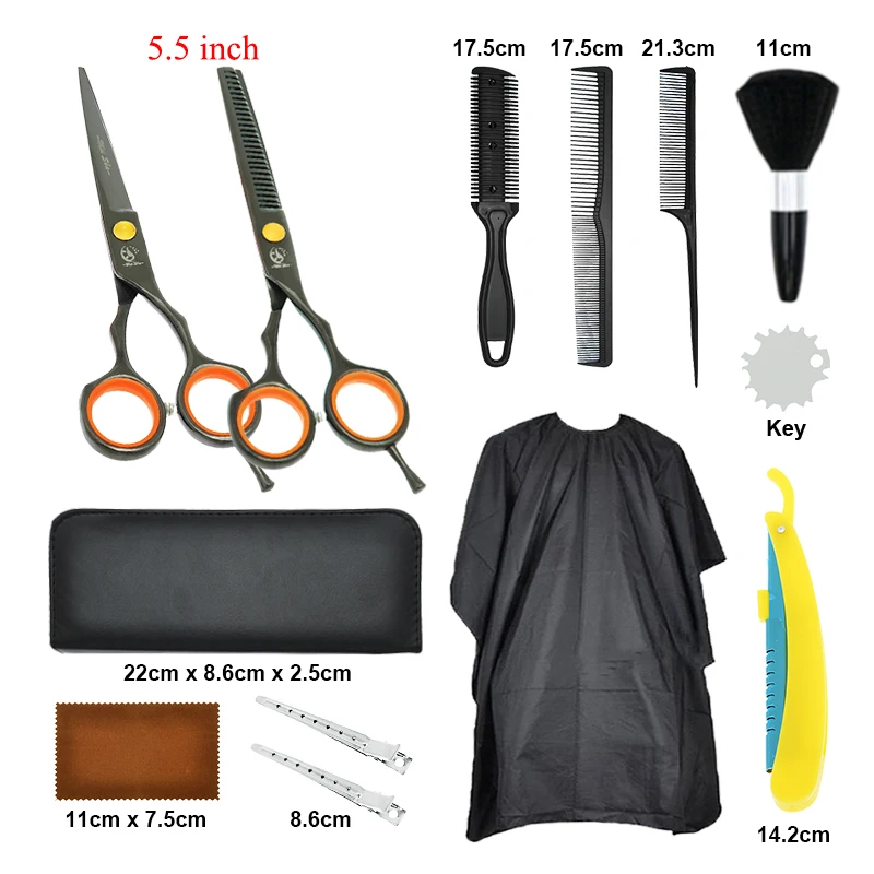 5.5" Professsional Hair Scissors Set Stainless Steel Hairdressing Hair Cutting Thinning Shears Barbers Comb Razor Cloth A0028A
5.5" Professsional Hair Scissors Set Stainless Steel Hairdressing Hair Cutting Thinning Shears Barbers Comb Razor Cloth A0028A