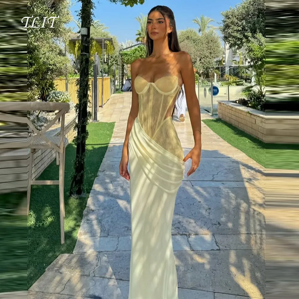 TLIT Sexy Yellow Lace Chiffon Sheath Mermaid Evening Dresses Sweetheart Sleeveless Prom Gowns Customized فساتين
TLIT Sexy Yellow Lace Chiffon Sheath Mermaid Evening Dresses Sweetheart Sleeveless Prom Gowns Customized فساتين