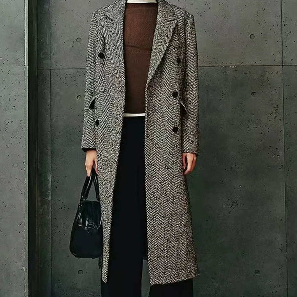French style elegant long trench coat double-breasted high-end solid color slim fit slit woolen coat-GZXX946
French style elegant long trench coat double-breasted high-end solid color slim fit slit woolen coat-GZXX946