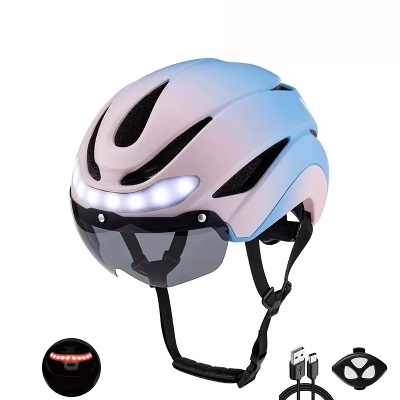 Helmet with intelligent turn signal warning light night protective helmet for riding
Helmet with intelligent turn signal warning light night protective helmet for riding