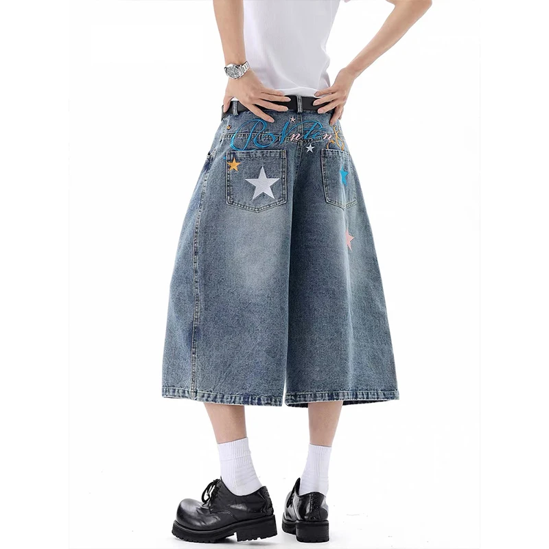 Man's Blue Denim Shorts Y2k Jeans Short Pants Harajuku Aesthetic Vintage Embroidery Cowboy Shorts 2000s Trashy Clothes
Man's Blue Denim Shorts Y2k Jeans Short Pants Harajuku Aesthetic Vintage Embroidery Cowboy Shorts 2000s Trashy Clothes