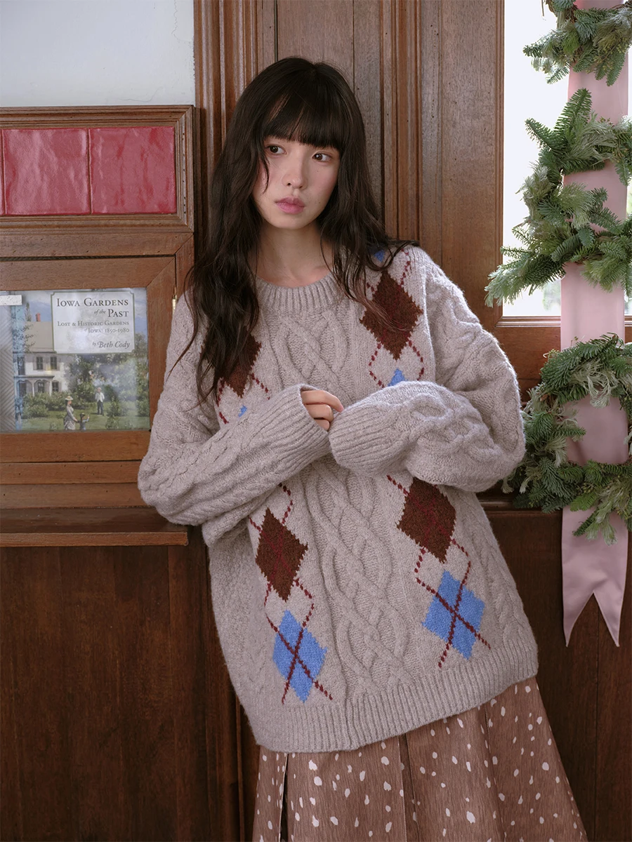 DKZ Diamond Pattern round Ne Knitwear Women's Loose Vintage Twist Thi Needle Winter New Sle Casual Long Sve Top
DKZ Diamond Pattern round Ne Knitwear Women's Loose Vintage Twist Thi Needle Winter New Sle Casual Long Sve Top