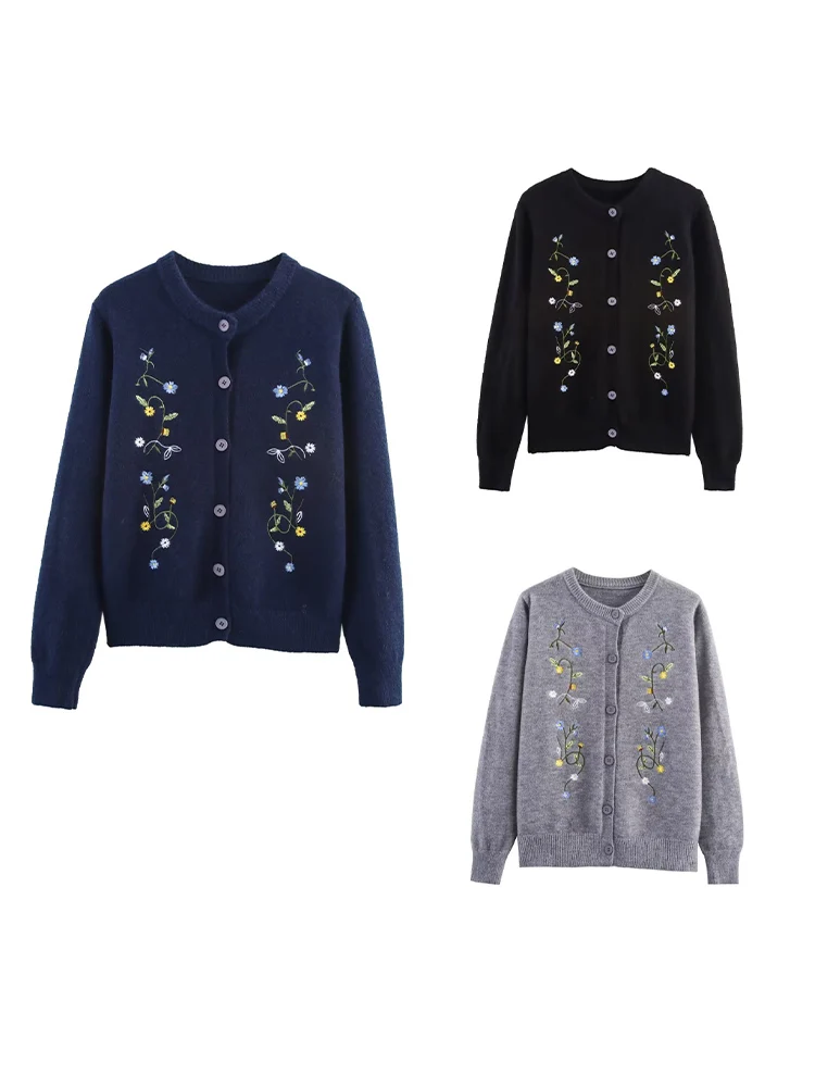 Новый модный женский однобортный вязаный кардиган с круглым вырезом и длинными рукавами в европейском и американском стиле, с вышивкой
Новый модный женский однобортный вязаный кардиган с круглым вырезом и длинными рукавами в европейском и американском стиле, с вышивкой