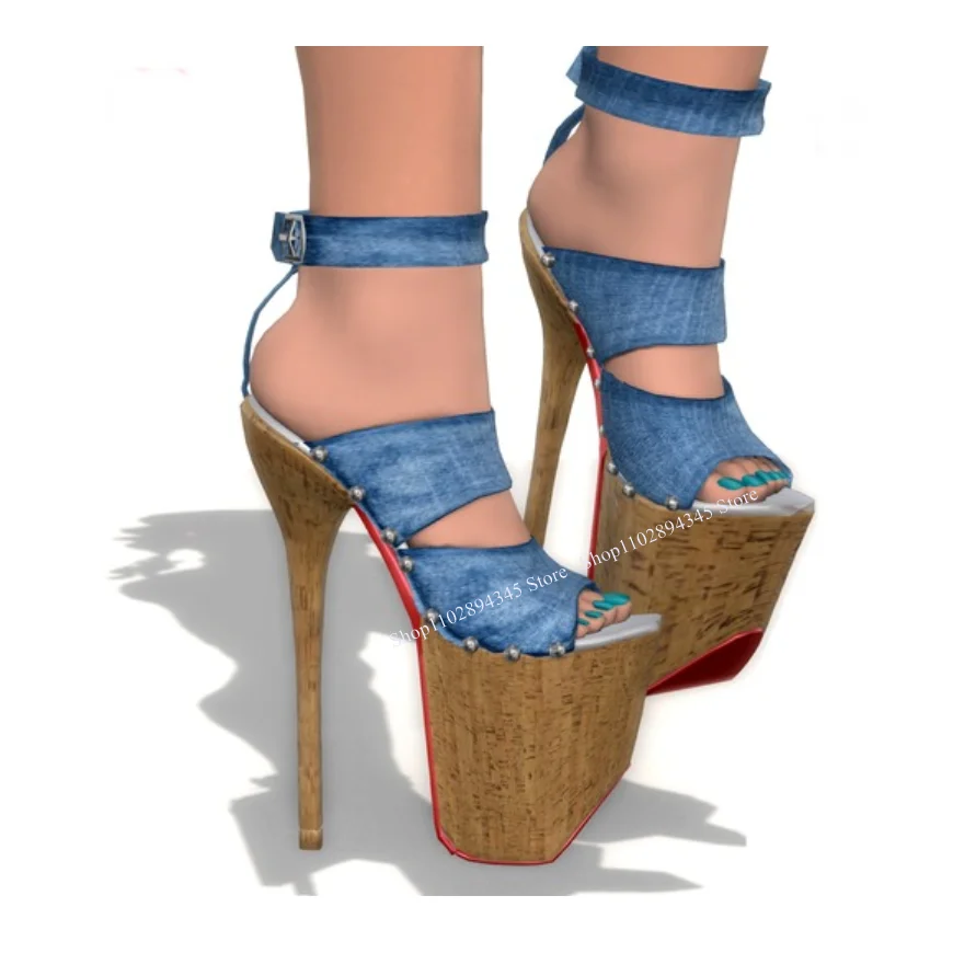 Wood Pattern Rivet Platform Denim Sandals Thin High Heel Sexy Fashion Cool Summer Casual Big Size Woman Shoes Zapatillas Mujer
Wood Pattern Rivet Platform Denim Sandals Thin High Heel Sexy Fashion Cool Summer Casual Big Size Woman Shoes Zapatillas Mujer