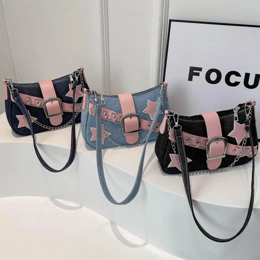 Fashion Y2k Underarm Bag Mini Handbags Star Pattern and Retro Rivet Shoulder Bag Small Square Shape Chain Commuting Armpit Bag
Fashion Y2k Underarm Bag Mini Handbags Star Pattern and Retro Rivet Shoulder Bag Small Square Shape Chain Commuting Armpit Bag
