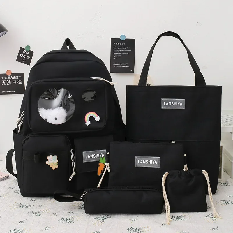 5pc/set Backpack Children Schoolbag Girls Multi Pocket Canvas Students School bag Large Capacity Teenager Female Travel Bookbag
5pc/set Backpack Children Schoolbag Girls Multi Pocket Canvas Students School bag Large Capacity Teenager Female Travel Bookbag