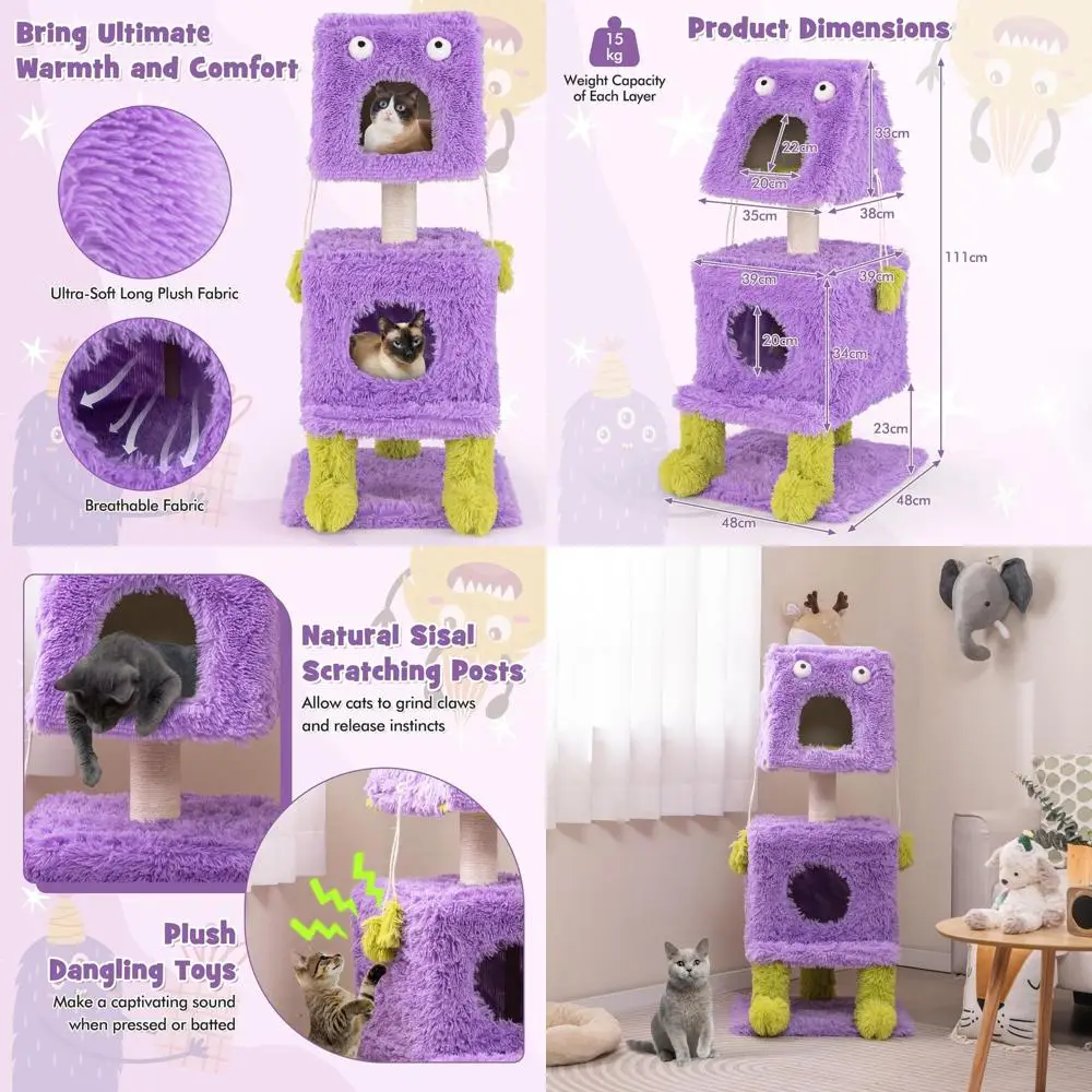 Современный кошачий дерево-игровой комплекс «Монстр» с 2 домиками, сизалевым стволом и интерактивными игрушками
Современный кошачий дерево-игровой комплекс «Монстр» с 2 домиками, сизалевым стволом и интерактивными игрушками