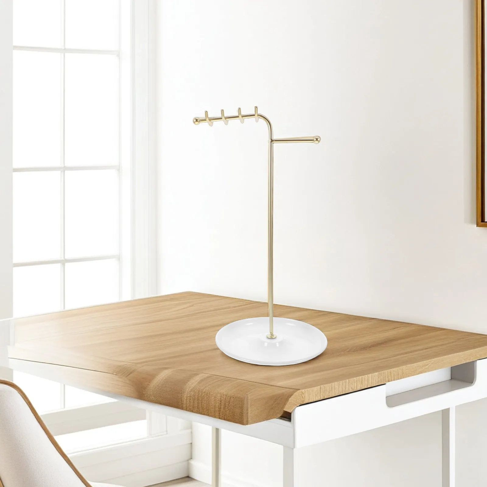 T Shaped Necklace Holder Jewelry Display Stand Minimalist Metal Design Space Saving Tray for Rings Earrings Vanity
T Shaped Necklace Holder Jewelry Display Stand Minimalist Metal Design Space Saving Tray for Rings Earrings Vanity