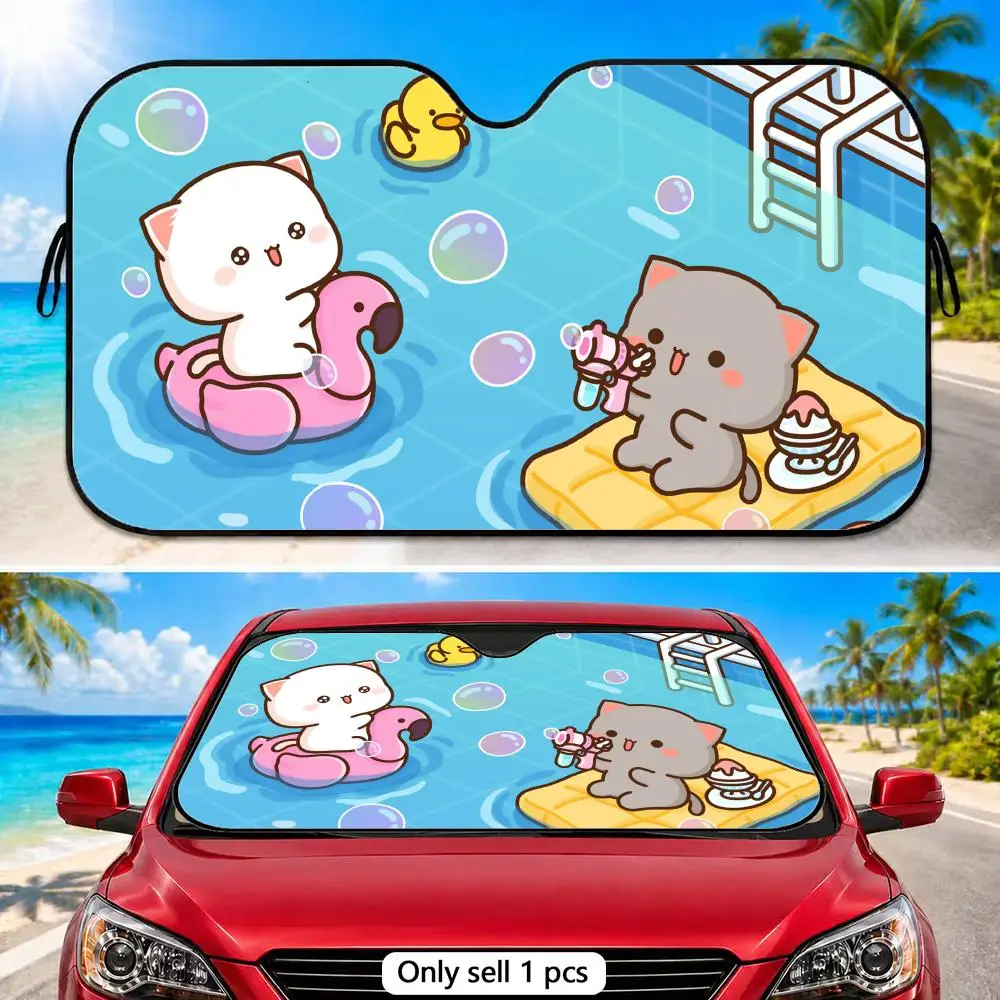 Honey P-Peach Cat Cartoon Sun Visor Reusable Foldable Aluminum Foil Sunshade UV Heat Insulation Cover for Car Front Windshield
Honey P-Peach Cat Cartoon Sun Visor Reusable Foldable Aluminum Foil Sunshade UV Heat Insulation Cover for Car Front Windshield