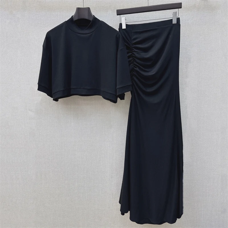 women's suit New elastic slim fit long skirt for summer 2026 women's 2-piece sets women's half skirt short sleeved top T-shirt
women's suit New elastic slim fit long skirt for summer 2026 women's 2-piece sets women's half skirt short sleeved top T-shirt