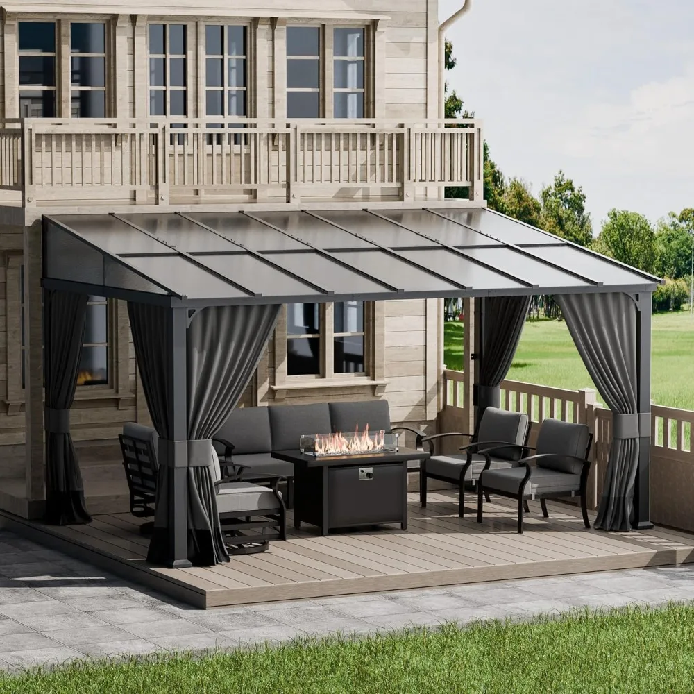 10'x 14' Outdoor Hardtop Pergola,with Curtains and Netting,Galvanized Metal Frame,Wall Mounted Lean to Gazebo
10'x 14' Outdoor Hardtop Pergola,with Curtains and Netting,Galvanized Metal Frame,Wall Mounted Lean to Gazebo