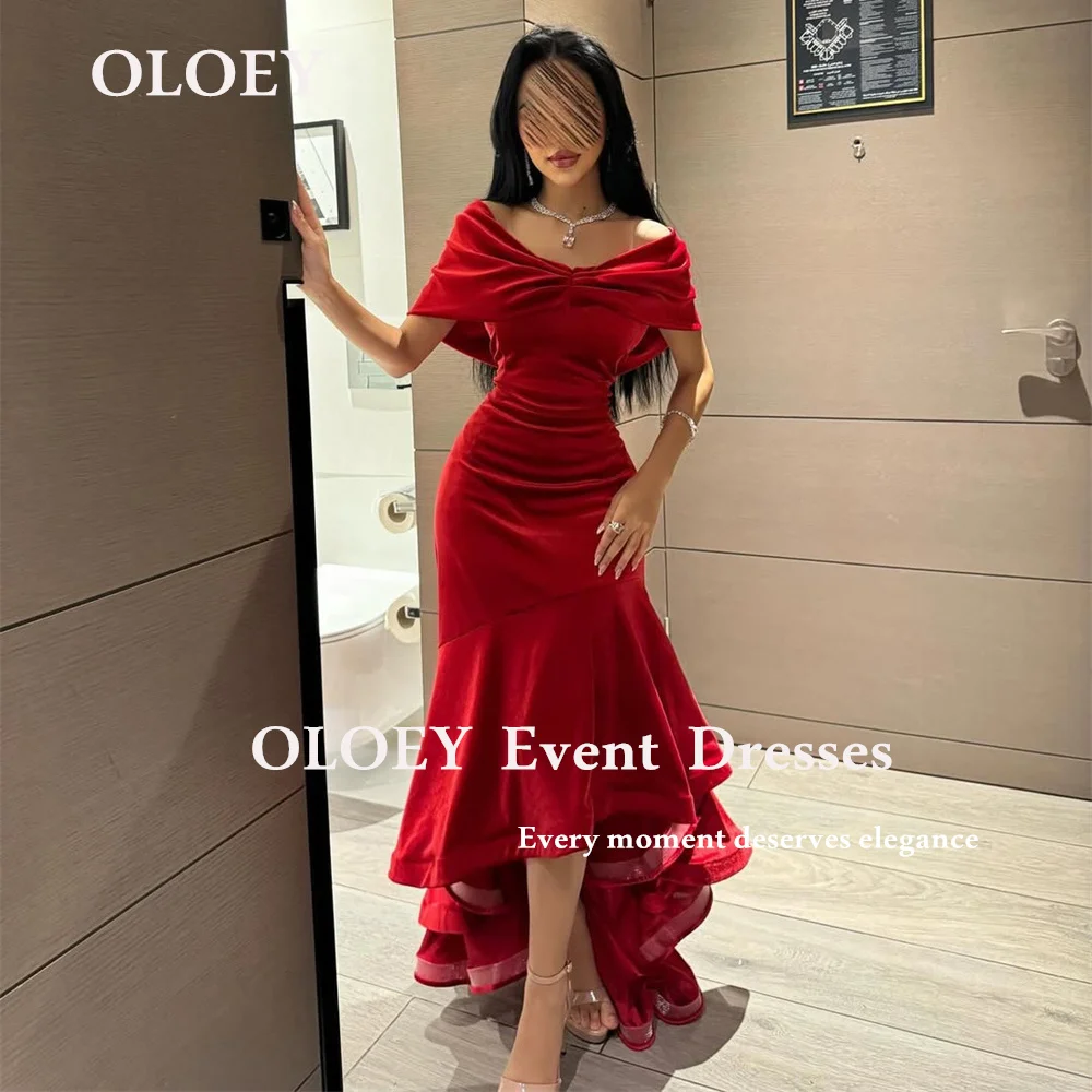 OLOEY Red Velour Mermaid Evening Dresses Arabic Women Formal Occation Gowns High and Low Length Ruffles Free Customized
OLOEY Red Velour Mermaid Evening Dresses Arabic Women Formal Occation Gowns High and Low Length Ruffles Free Customized