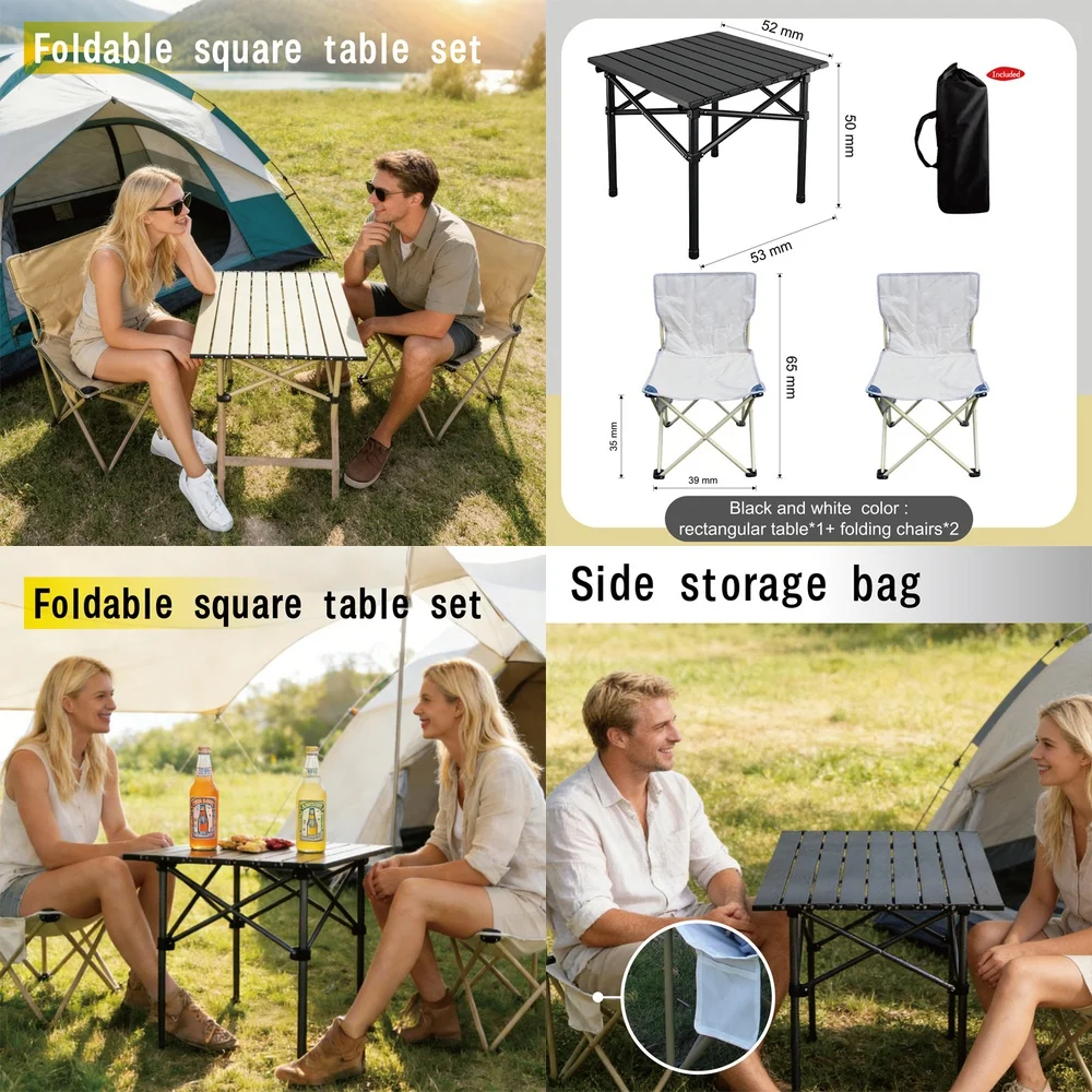 Portable Aluminum Folding Camping Table and Chairs Set for Outdoor Picnic Hiking Travel RV Use Egg Roll Foldable Table with
Portable Aluminum Folding Camping Table and Chairs Set for Outdoor Picnic Hiking Travel RV Use Egg Roll Foldable Table with
