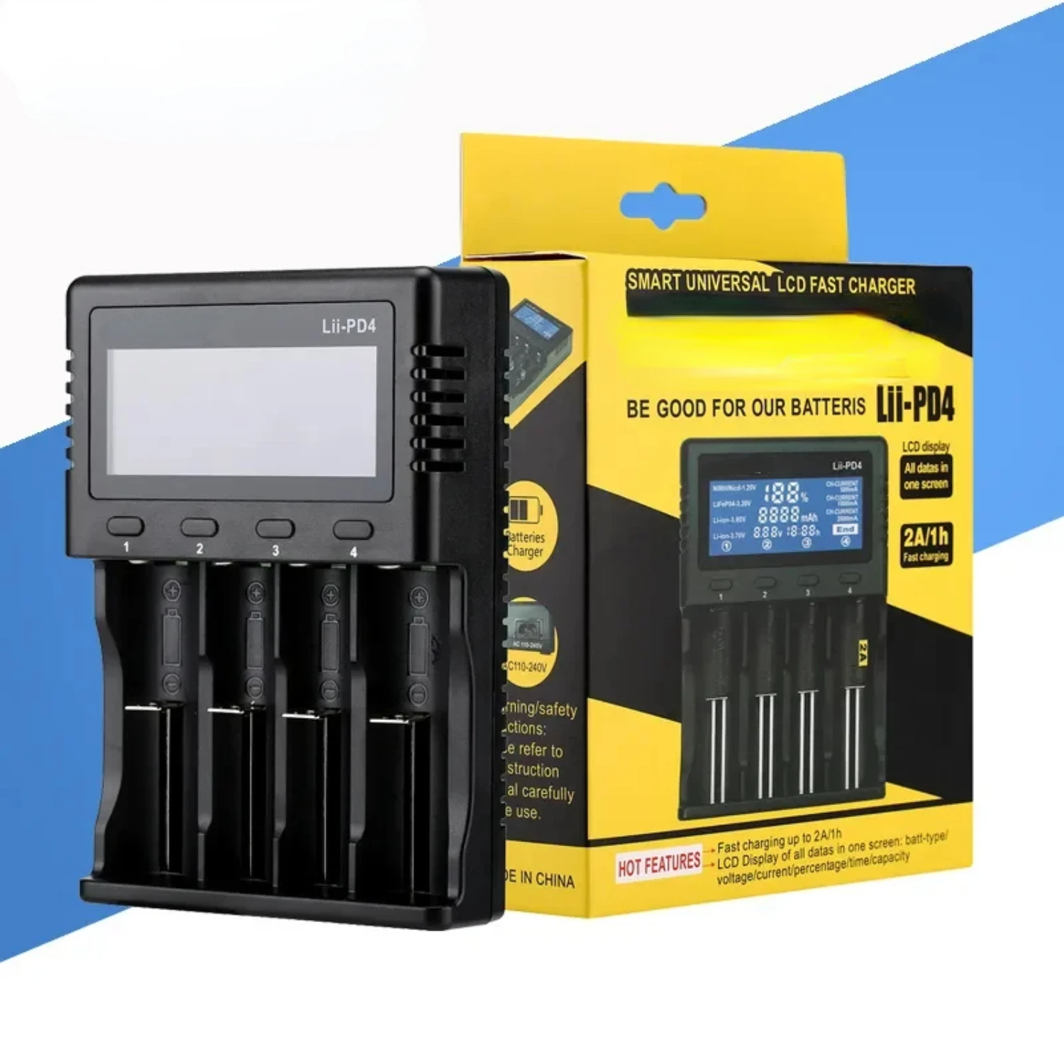 Lii-PD4 4 slot LCD 18650 Battery Charger for 1.2V 3.7V Li-ion 18650/18500/16340/26650/21700 /20700/18350 cr123a
Lii-PD4 4 slot LCD 18650 Battery Charger for 1.2V 3.7V Li-ion 18650/18500/16340/26650/21700 /20700/18350 cr123a
