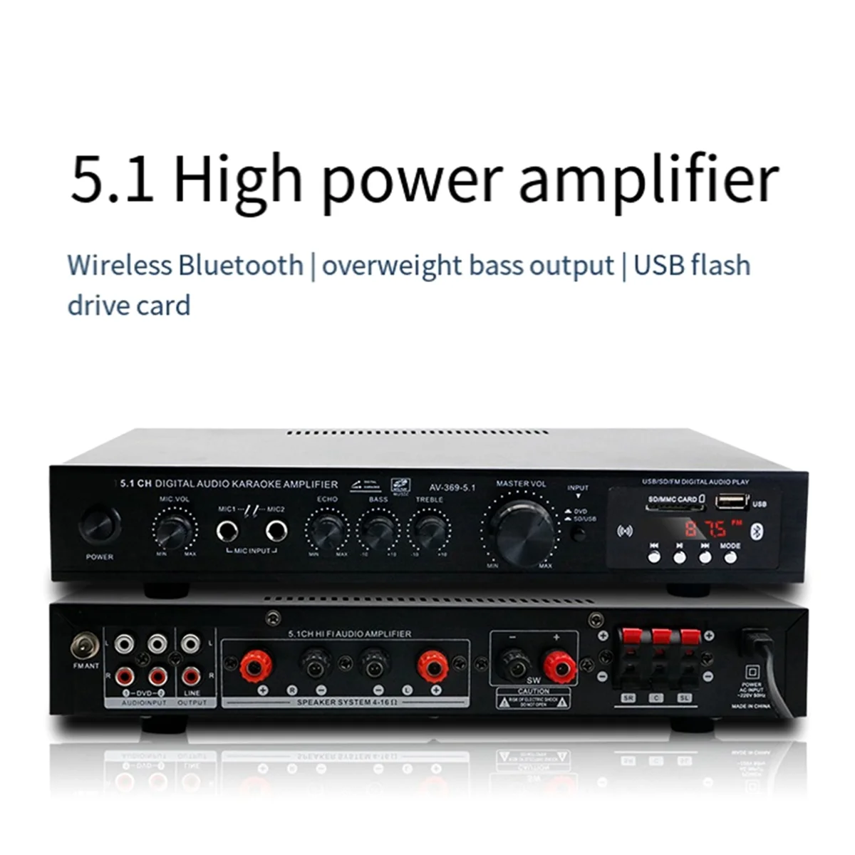 5.1 Channel HIFI Amplifier Subwoofer High Power Stage Home Theater Bluetooth Radio Outdoor Amplifier US Plug HOT
5.1 Channel HIFI Amplifier Subwoofer High Power Stage Home Theater Bluetooth Radio Outdoor Amplifier US Plug HOT