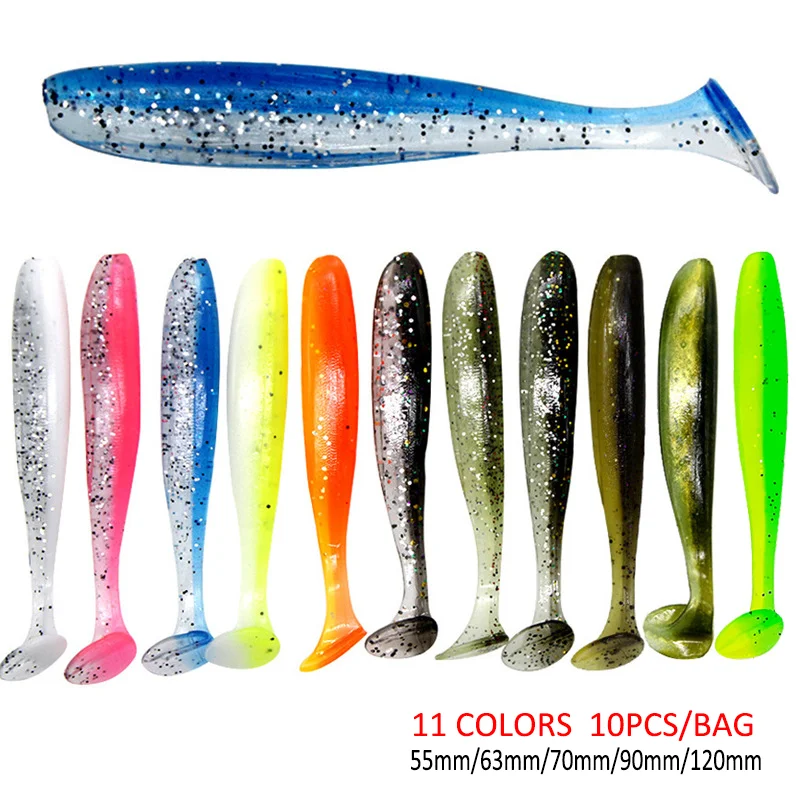 10Pcs/Lot Soft Lures Silicone Tackle 55mm 63mm 70mm 90mm 120mm Worm Bait T-Tail Swimbait Wobblers Artificial Fishing Tackle
10Pcs/Lot Soft Lures Silicone Tackle 55mm 63mm 70mm 90mm 120mm Worm Bait T-Tail Swimbait Wobblers Artificial Fishing Tackle