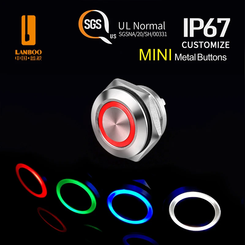LANBOO Ultra-thin Tact Metal Button Switch Micro Current 5-24V 220V 12MM/16MM/19MM/22MM Options Momentary
LANBOO Ultra-thin Tact Metal Button Switch Micro Current 5-24V 220V 12MM/16MM/19MM/22MM Options Momentary