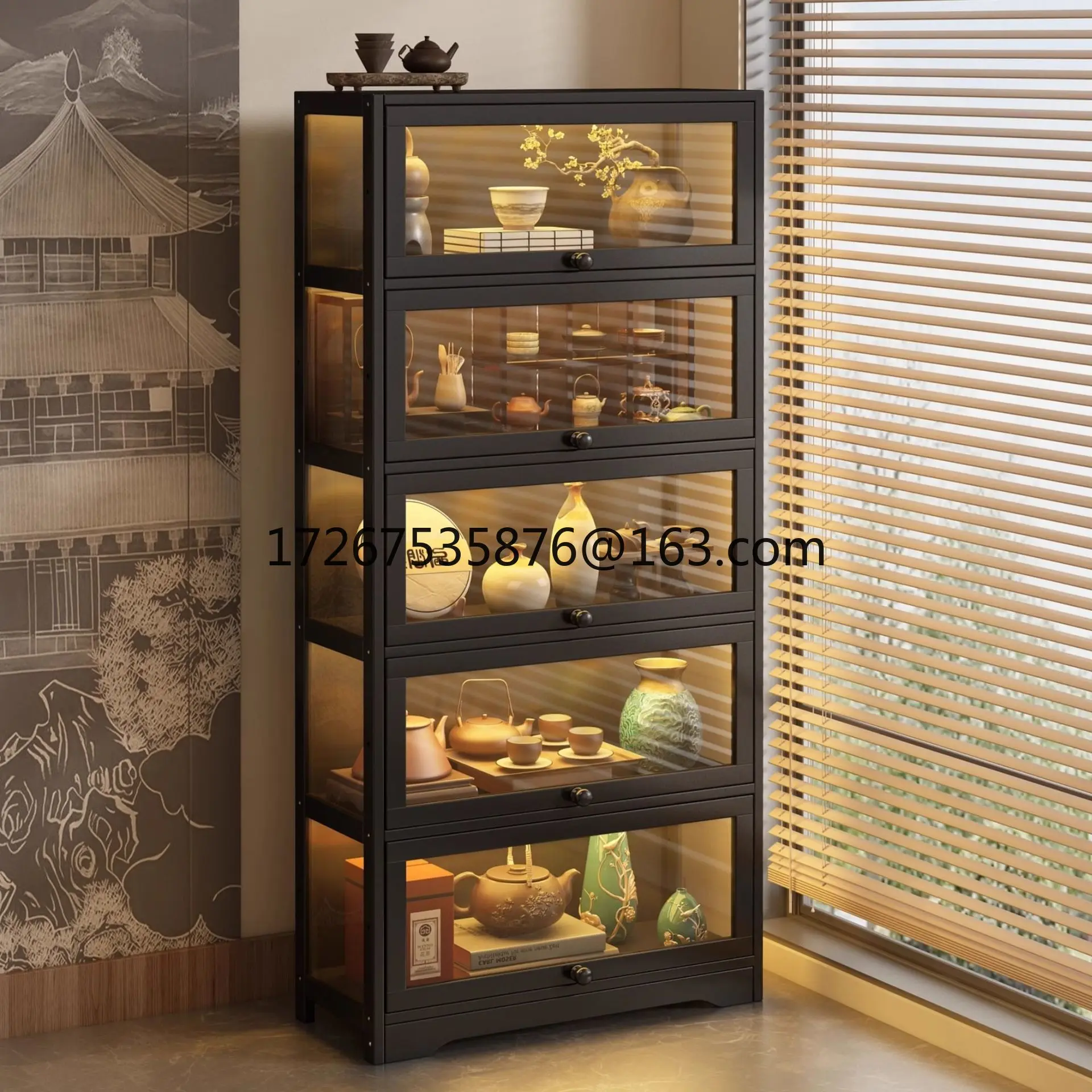 Shelf, tea cabinet, purple clay pot, tea set storage, retro Bogu frame with lamp and dust-proof new display cabinet
Shelf, tea cabinet, purple clay pot, tea set storage, retro Bogu frame with lamp and dust-proof new display cabinet