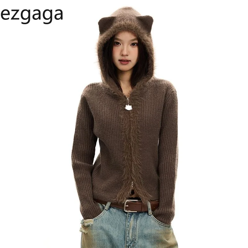 Ezgaga Knitted Cardigan Wineb Vintage Autumn Winter Furry Patchwork Hooded Zipper Cropped Sweater Solid Female Y2k Ladies
Ezgaga Knitted Cardigan Wineb Vintage Autumn Winter Furry Patchwork Hooded Zipper Cropped Sweater Solid Female Y2k Ladies