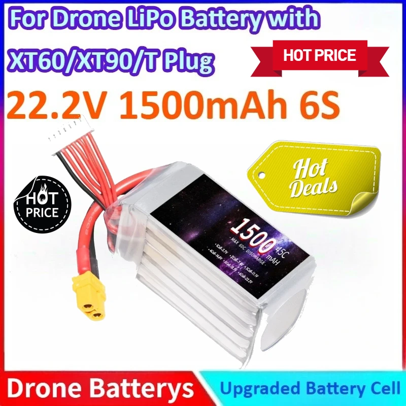 6S 1500mAh 22.2V General-purpose LiPo Battery for RC Airplane Quadrotor for Aircraft Car Drone Boat Toy with XT60/XT90/T Plug
6S 1500mAh 22.2V General-purpose LiPo Battery for RC Airplane Quadrotor for Aircraft Car Drone Boat Toy with XT60/XT90/T Plug