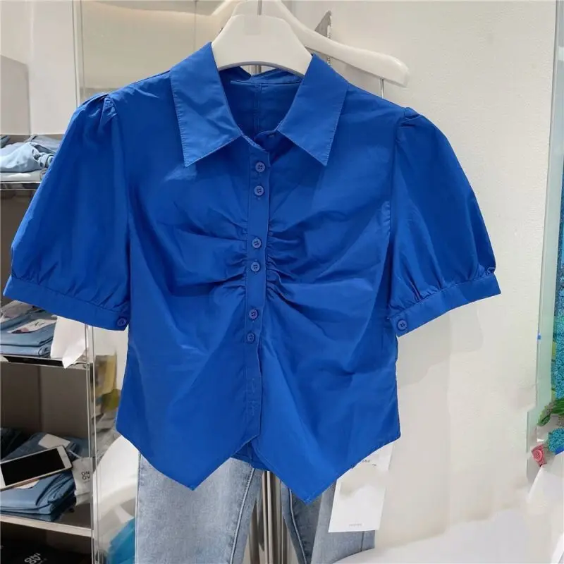 Elegant Collar Asymmetrical Button-Up Shirt Women's Summer 2025 Design Sense Casual Loose Fit Polyester Blend Short Sleeve
Elegant Collar Asymmetrical Button-Up Shirt Women's Summer 2025 Design Sense Casual Loose Fit Polyester Blend Short Sleeve