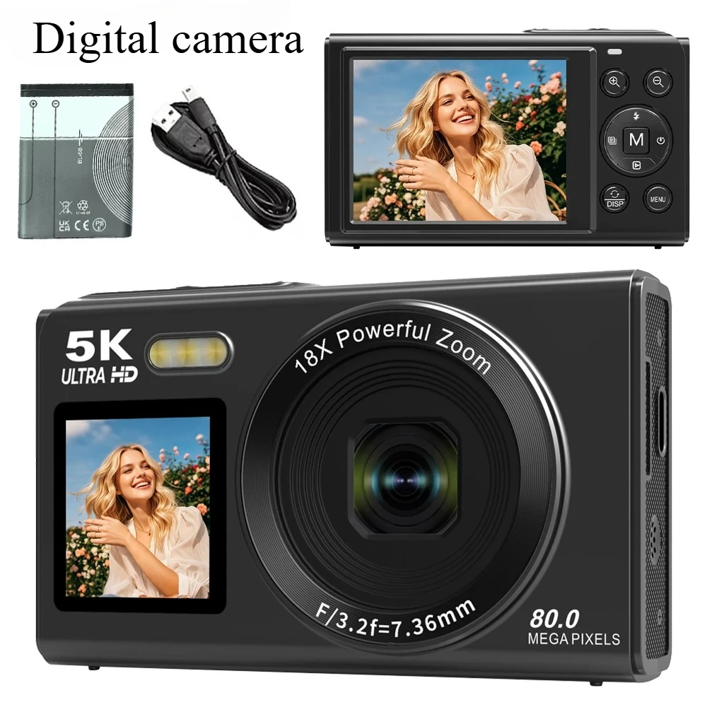 Digital Camera 5K 80MP 18X Digital Zoom Dual IPS Screen Camera WIFI Cam Vintage Vlog Video Recorder for Photography
Digital Camera 5K 80MP 18X Digital Zoom Dual IPS Screen Camera WIFI Cam Vintage Vlog Video Recorder for Photography
