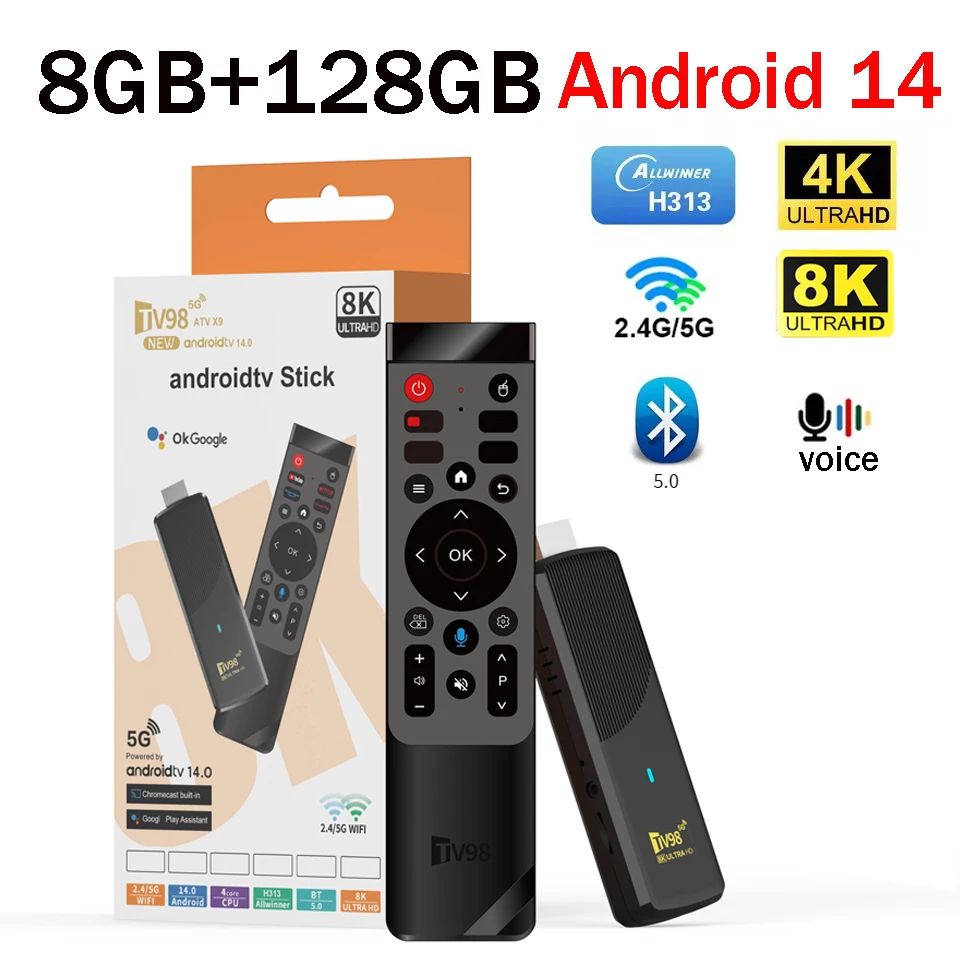 TV Stick Android 14 Full HD 4K 8K 8GB 128GB 4G 5G WiFi 6 Voice control BT5.0 Allwinner H313 Quad Core Video Media Player iptv
TV Stick Android 14 Full HD 4K 8K 8GB 128GB 4G 5G WiFi 6 Voice control BT5.0 Allwinner H313 Quad Core Video Media Player iptv