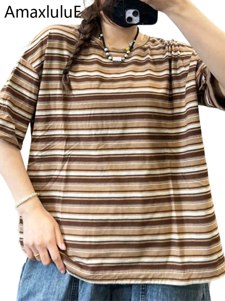 Amax LuluE Korean Design Vintage Striped Tee Shirts Womens 2026 Fashion Classic Loose Tops Ladies Summer Leisure Luxury Clothes
Amax LuluE Korean Design Vintage Striped Tee Shirts Womens 2026 Fashion Classic Loose Tops Ladies Summer Leisure Luxury Clothes