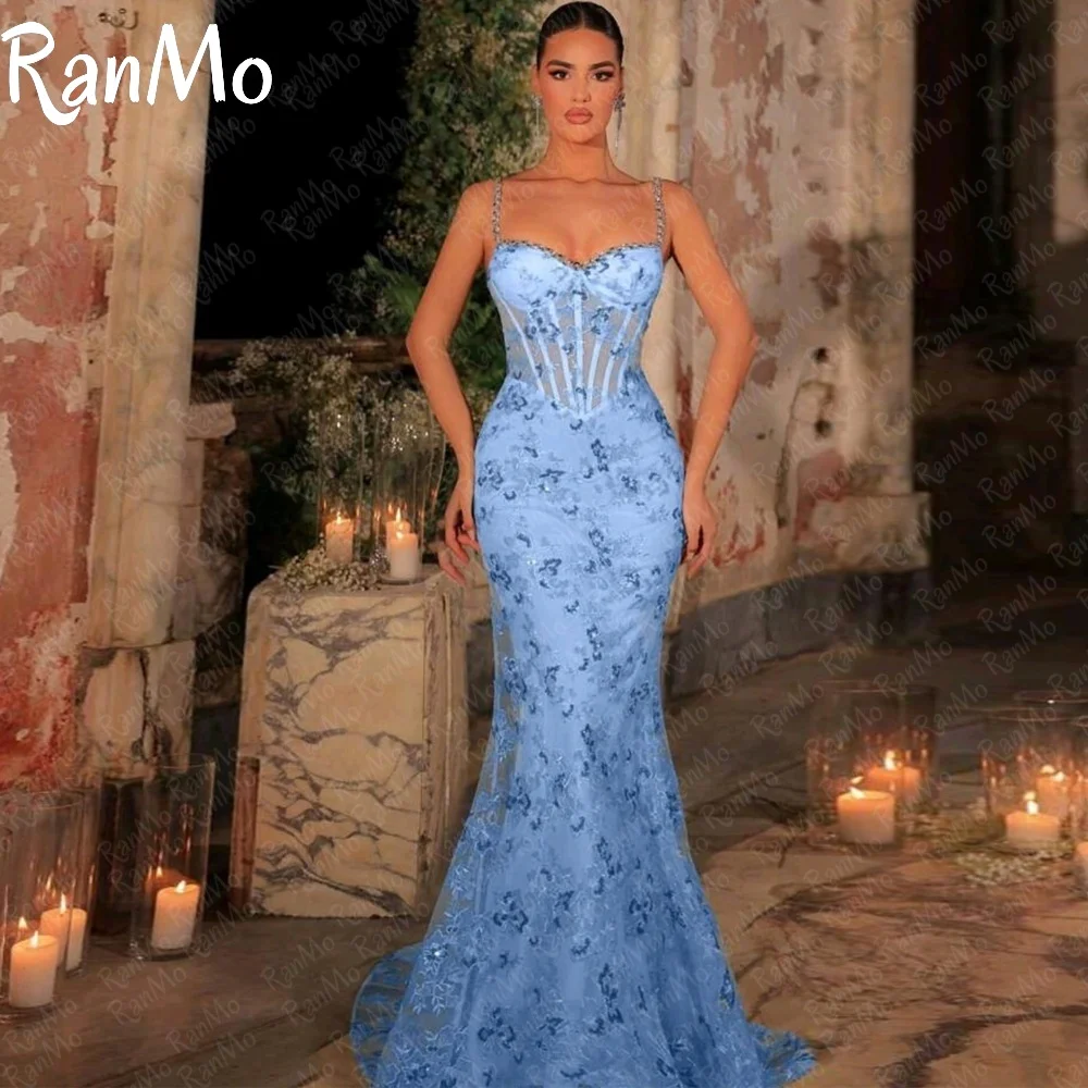 Ranmo New Blue Sweetheart Evening Dress Spaghetti Strap Appliques Lace Party Dress Sweetheart Special Occasion Dress Customized
Ranmo New Blue Sweetheart Evening Dress Spaghetti Strap Appliques Lace Party Dress Sweetheart Special Occasion Dress Customized