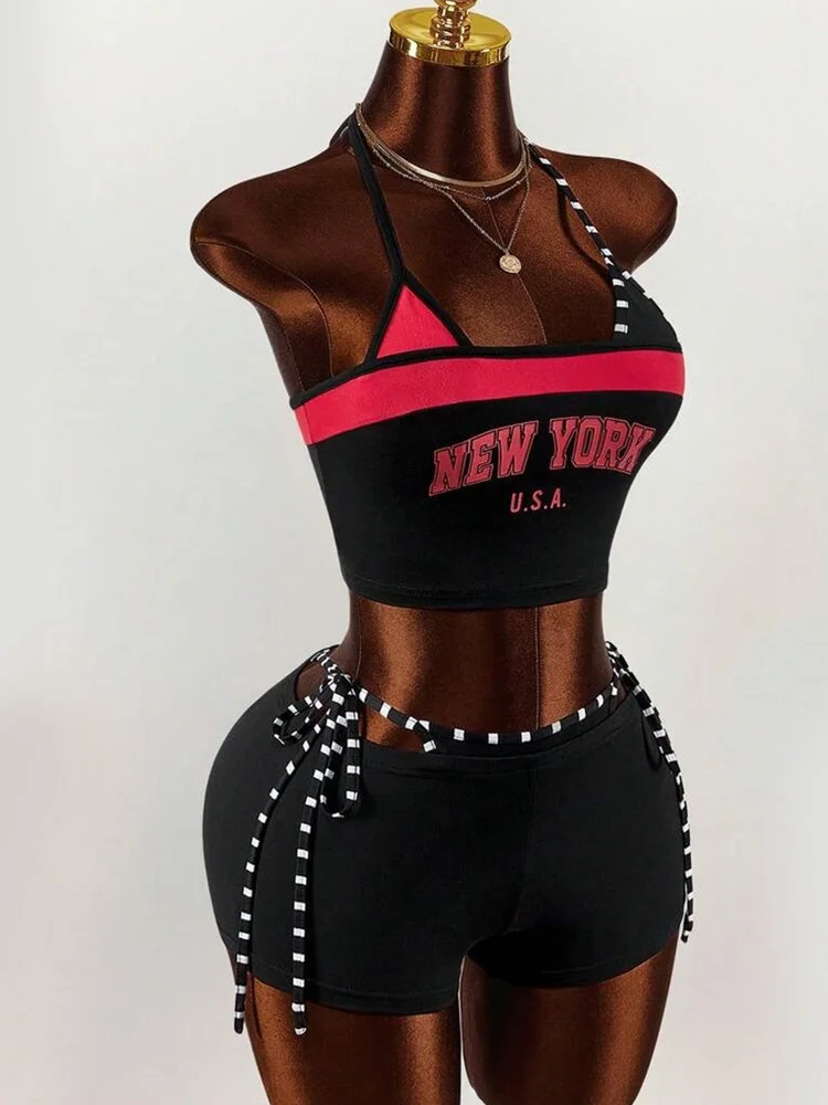 Backless and Waist Strap Hanging Neck Top Tight Shorts Y2K Hot Girl Sports Two Piece Set Sexy Slimming Print
Backless and Waist Strap Hanging Neck Top Tight Shorts Y2K Hot Girl Sports Two Piece Set Sexy Slimming Print