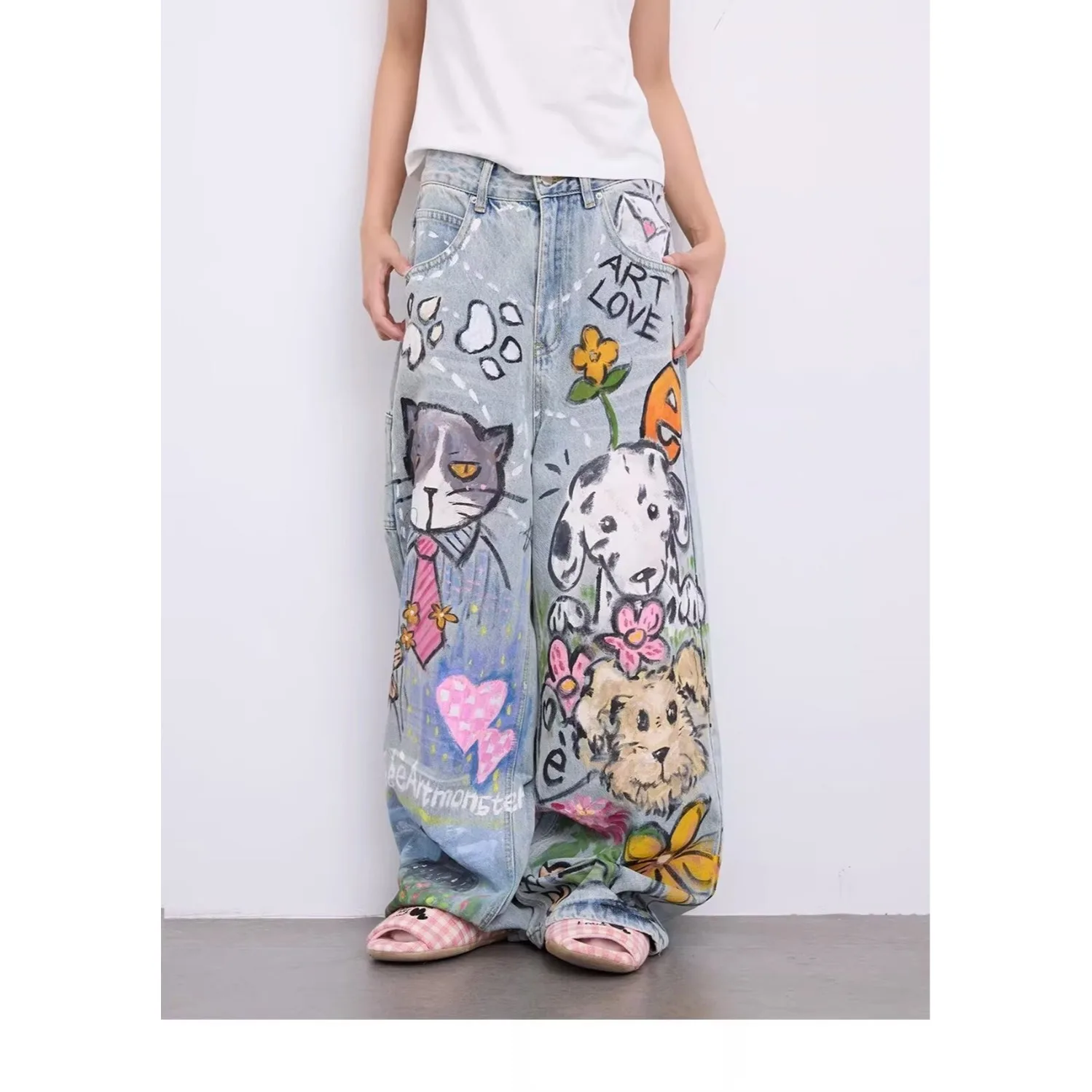 Doodle-Printed Jeans American Casual Style Vintage Straight-Cut Loose-Fitting High-Street Wide-Leg Pants Y2K Baggy Jeans Ladies
Doodle-Printed Jeans American Casual Style Vintage Straight-Cut Loose-Fitting High-Street Wide-Leg Pants Y2K Baggy Jeans Ladies