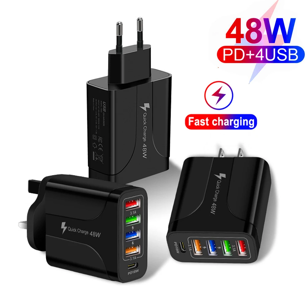 48W 4.1A Fast Charger 4USB+PD QC 3.0 Quick Charging Charger Phone Adapter for iPhone 12 13 Pro Max Xiaomi Redmi Samsung Huawei
48W 4.1A Fast Charger 4USB+PD QC 3.0 Quick Charging Charger Phone Adapter for iPhone 12 13 Pro Max Xiaomi Redmi Samsung Huawei