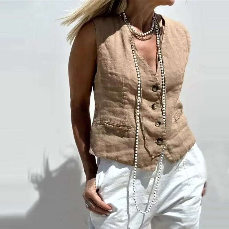 2025 Autumn New Daily Single-breasted Women's Clothing Fashionable And Elegant Sleeveless Open-lined Vest 5 Sleeveless Casual
2025 Autumn New Daily Single-breasted Women's Clothing Fashionable And Elegant Sleeveless Open-lined Vest 5 Sleeveless Casual