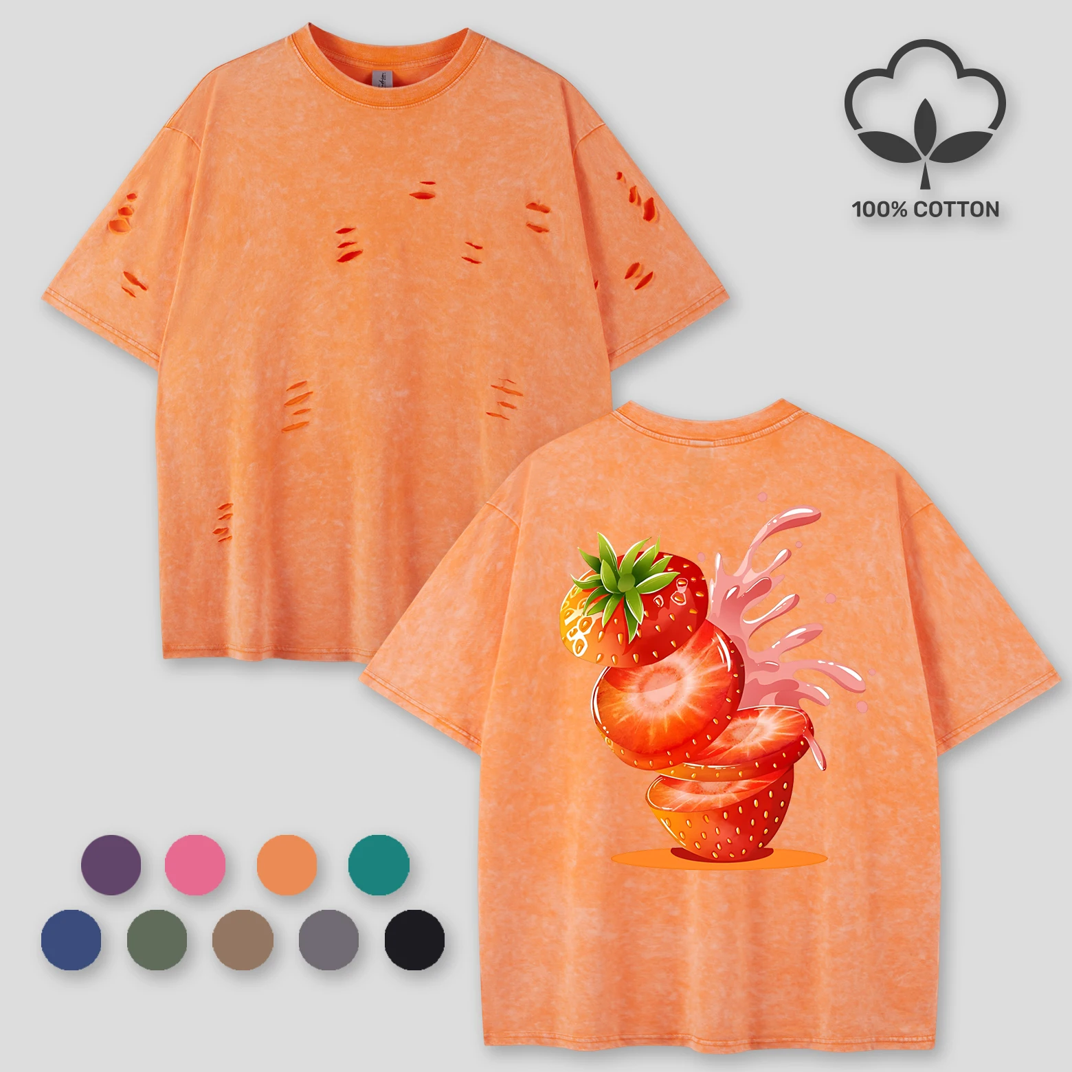 Creative Strawberry Juice Design Print Woman Washed Holes Tee Shirts Cotton Oversized T Shirt Hip Hop Crewneck Top Soft Clothes
Creative Strawberry Juice Design Print Woman Washed Holes Tee Shirts Cotton Oversized T Shirt Hip Hop Crewneck Top Soft Clothes