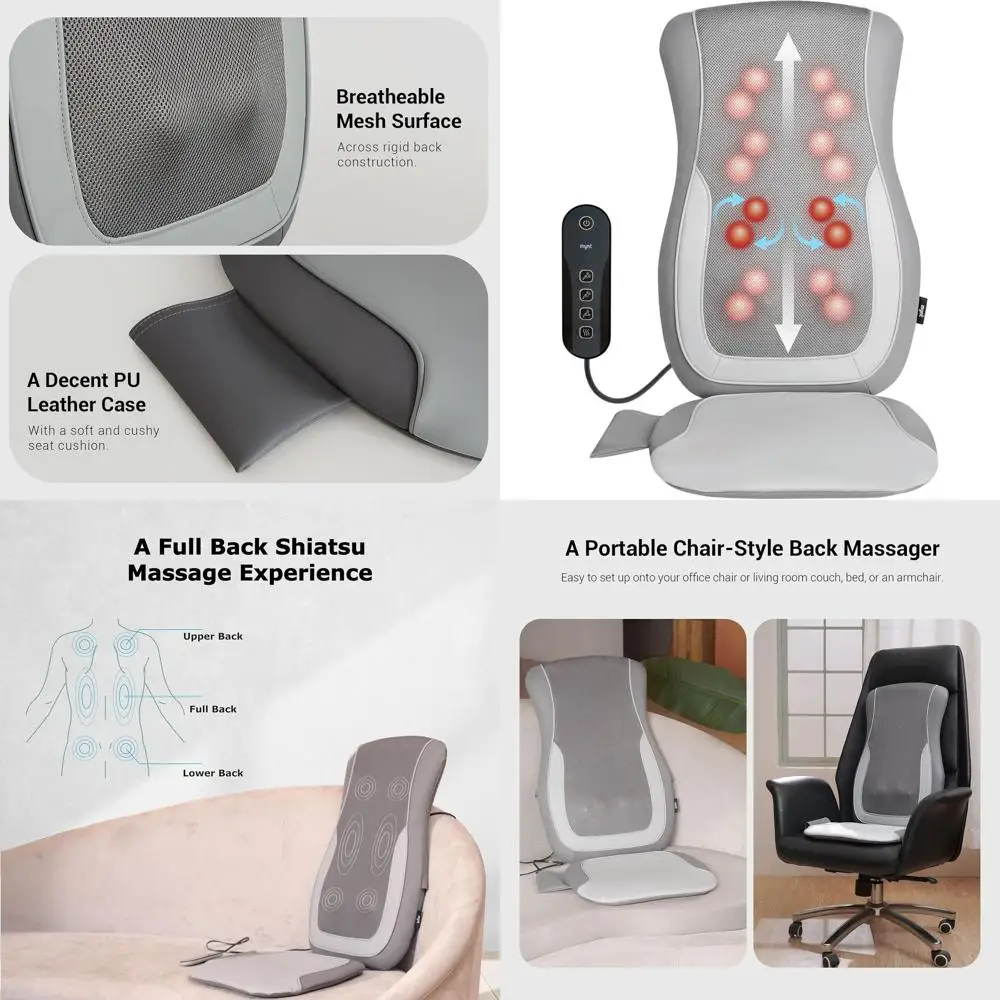 Массажная накладка для кресла с глубоким разминающим шиацу-массажем, подогревом и 4 массажными головками
Массажная накладка для кресла с глубоким разминающим шиацу-массажем, подогревом и 4 массажными головками