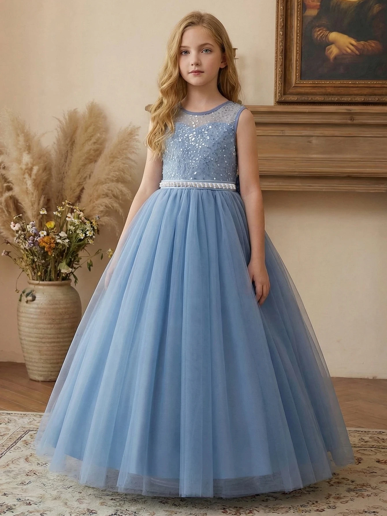 Customized Blue Flower Girl Dress for Wedding Glitter Bow Sleeveless Floor Length Elegant Kids Birthday First Communion Gown
Customized Blue Flower Girl Dress for Wedding Glitter Bow Sleeveless Floor Length Elegant Kids Birthday First Communion Gown