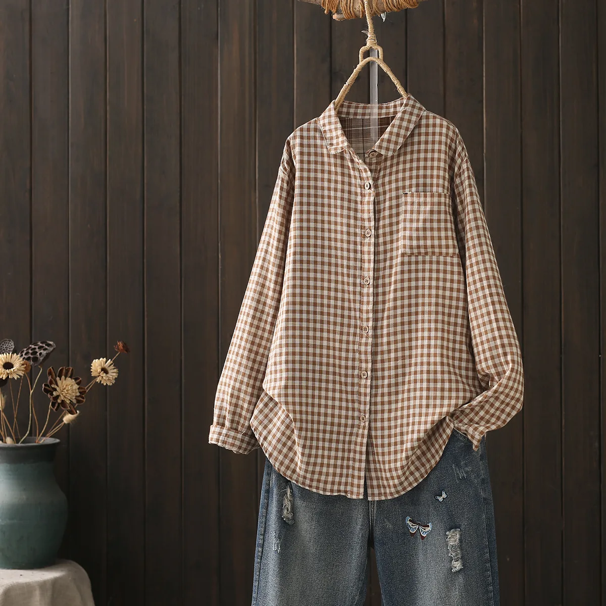 Enianechu 100% Cotton Yarn Pink Coffee Black Women's Plaid Shirts Autumn Winter Thick Warm Soft Long Sleeve Check Shirts
Enianechu 100% Cotton Yarn Pink Coffee Black Women's Plaid Shirts Autumn Winter Thick Warm Soft Long Sleeve Check Shirts