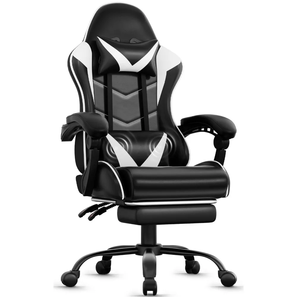 Gaming Chair with Footrest Racing Style Lumbar Support Massager Video Game Chair with Metal Legs, High Back, Customized
Gaming Chair with Footrest Racing Style Lumbar Support Massager Video Game Chair with Metal Legs, High Back, Customized