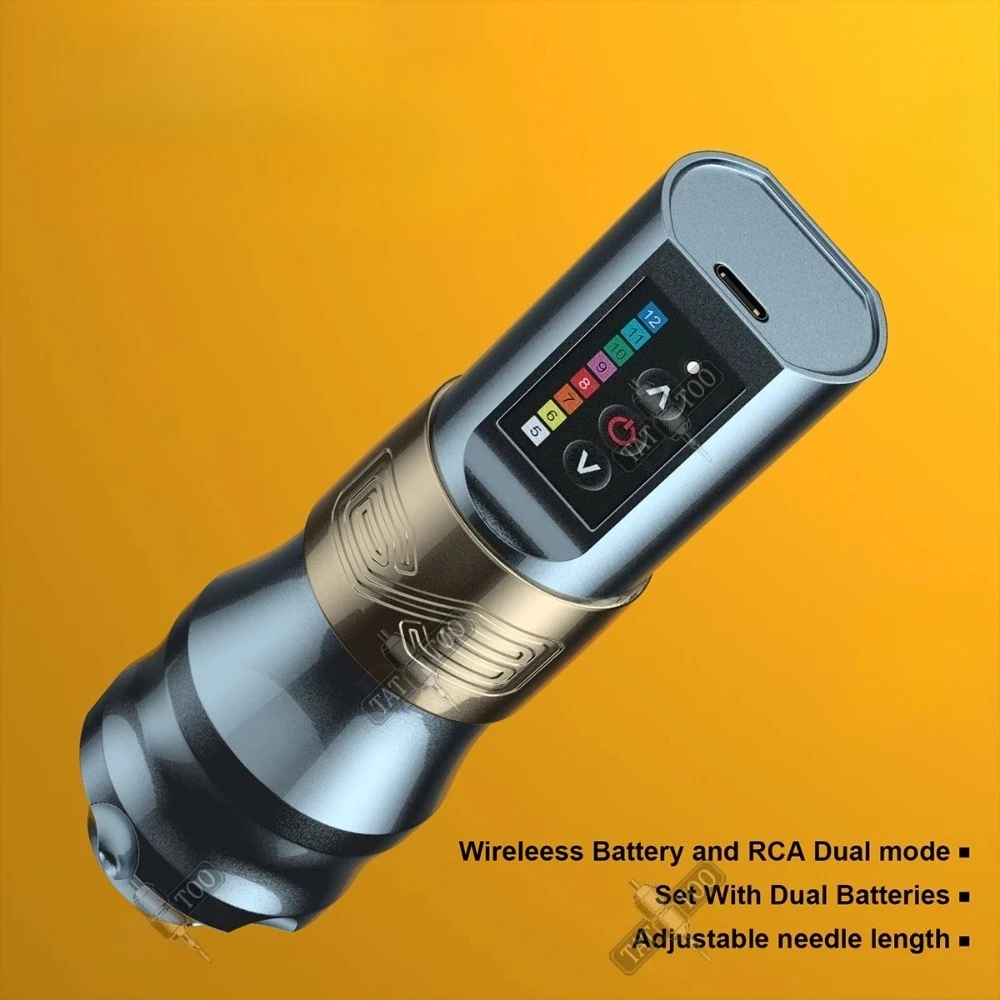 Беспроводная тату-машинка с ходом 4.0, 2400 мАч, 2 аккумулятора, литиевая батарея большой емкости, мощный бесщеточный мотор для тату-мастеров
Беспроводная тату-машинка с ходом 4.0, 2400 мАч, 2 аккумулятора, литиевая батарея большой емкости, мощный бесщеточный мотор для тату-мастеров