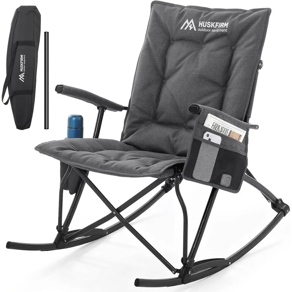High-Back Padded Outdoor Rocking Chair for Camping, Lawn, and Patio, Portable Heavy-Duty Rocker, Supports Up to 400 lbs, Grey
High-Back Padded Outdoor Rocking Chair for Camping, Lawn, and Patio, Portable Heavy-Duty Rocker, Supports Up to 400 lbs, Grey