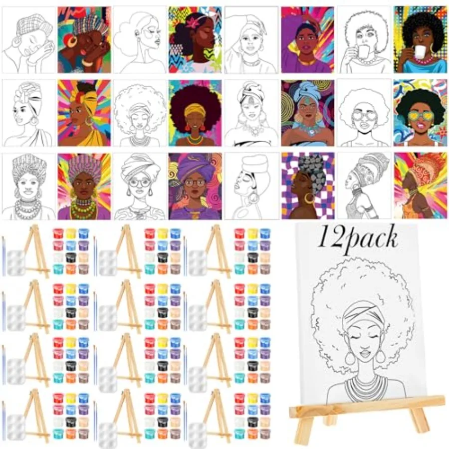 72 Pcs 12 Sets Sip and Paint Kit Pre Drawn Canvas for Painting 8" x 10" Paint Party Canvas Painting Pre Printed Canvases for Pa
72 Pcs 12 Sets Sip and Paint Kit Pre Drawn Canvas for Painting 8" x 10" Paint Party Canvas Painting Pre Printed Canvases for Pa