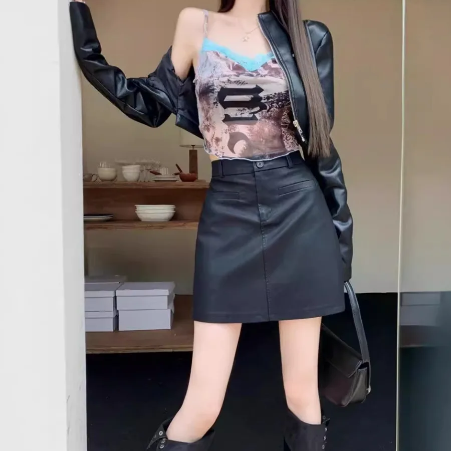 【HOT】Curry leather skirt short skirt women's autumn and winter new high waist large size slim pu leather short skirt small size
【HOT】Curry leather skirt short skirt women's autumn and winter new high waist large size slim pu leather short skirt small size