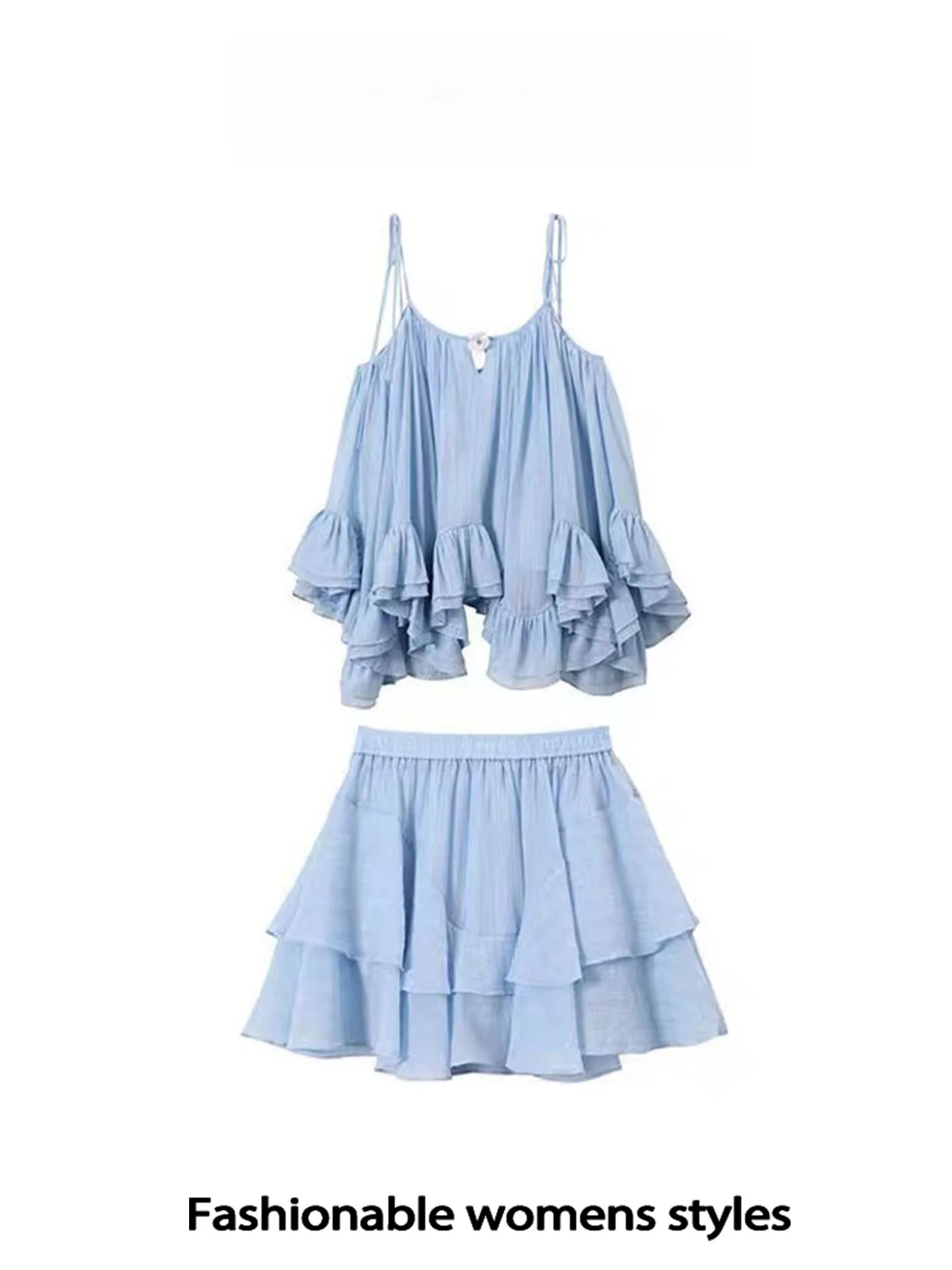 Cool Summer Blue Strap Dress Women's 2025 Summer Trendy Beach Asymmetrical Top Short Skirt Two-piece Set Fashionable Casual
Cool Summer Blue Strap Dress Women's 2025 Summer Trendy Beach Asymmetrical Top Short Skirt Two-piece Set Fashionable Casual