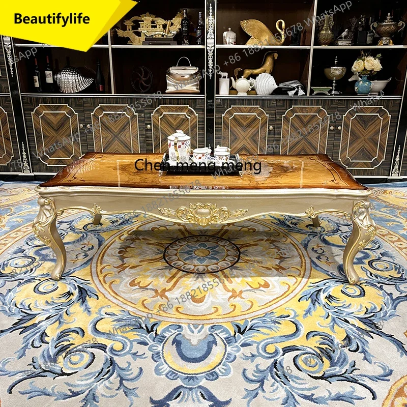 Q181 French solid wood coffee table, European luxury carved rectangular neoclassical living room tea table
Q181 French solid wood coffee table, European luxury carved rectangular neoclassical living room tea table