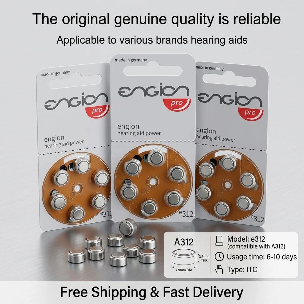 Engion 60Pcs Size 312 Hearing Aid Batteries PR41 1.45V Zinc Air Battery Brown Tab For ITC RIC Sound Amplifiers
Engion 60Pcs Size 312 Hearing Aid Batteries PR41 1.45V Zinc Air Battery Brown Tab For ITC RIC Sound Amplifiers